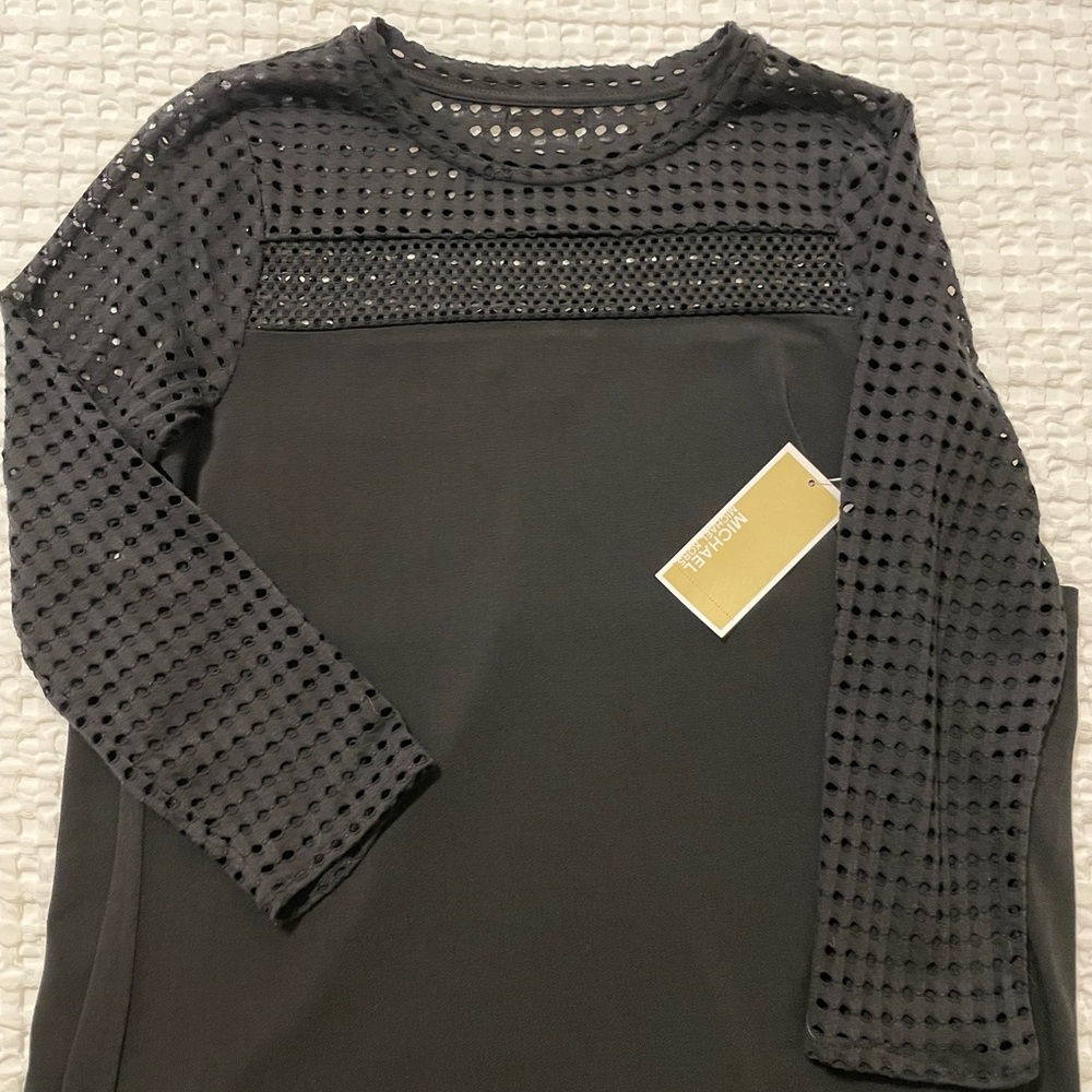 Michael Kors Black Dress Mesh Top NWT size XS